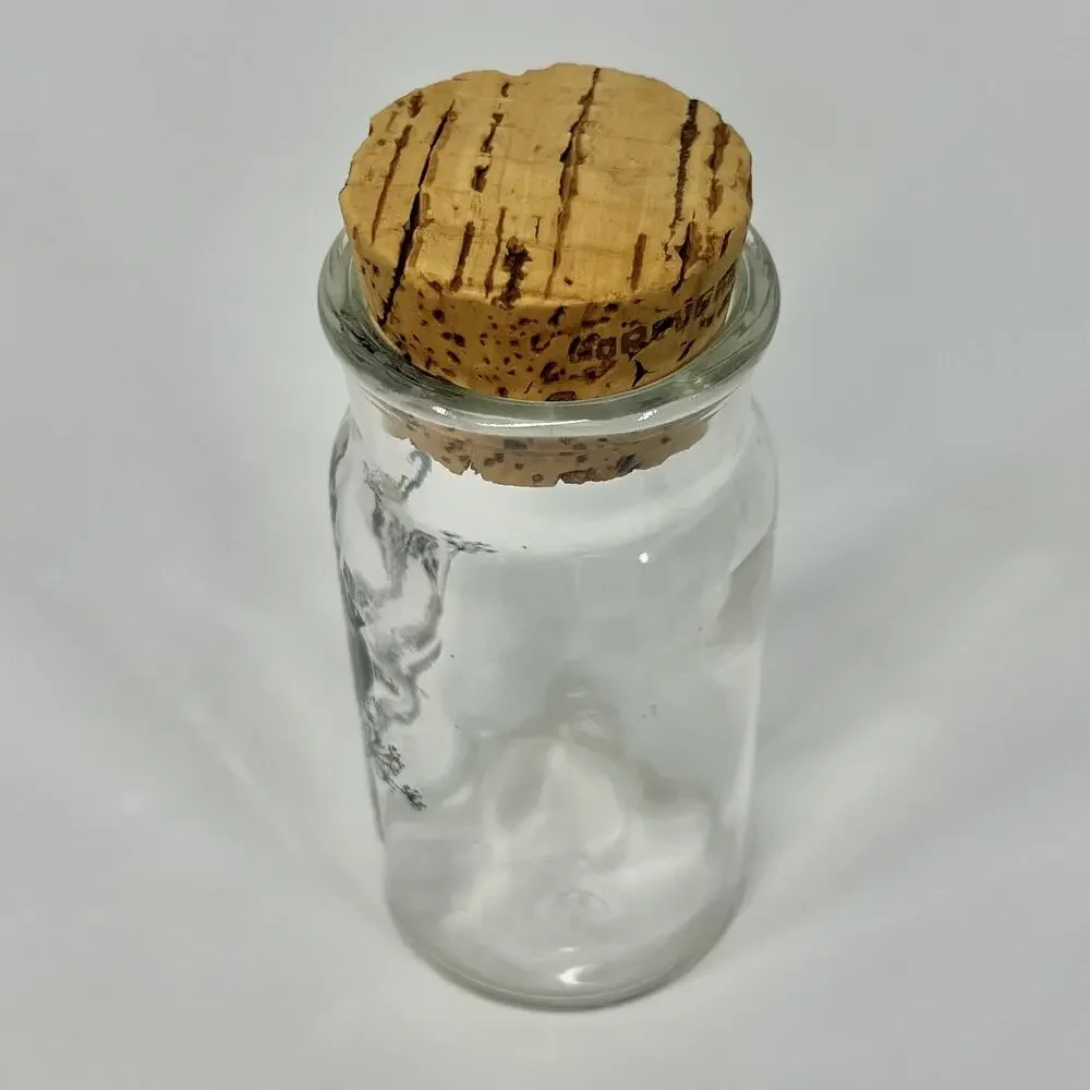 Vintage 70s Wheaton Botanical Glass Spice Jar w/ Cork Lid - Caraway Seed